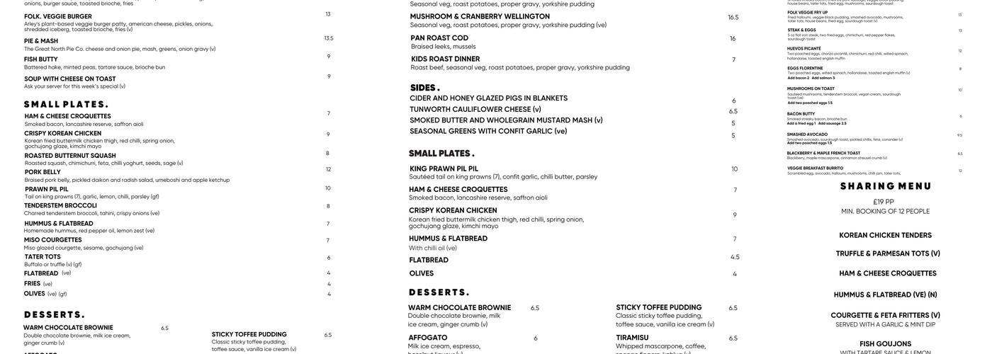 FOLK. Menu