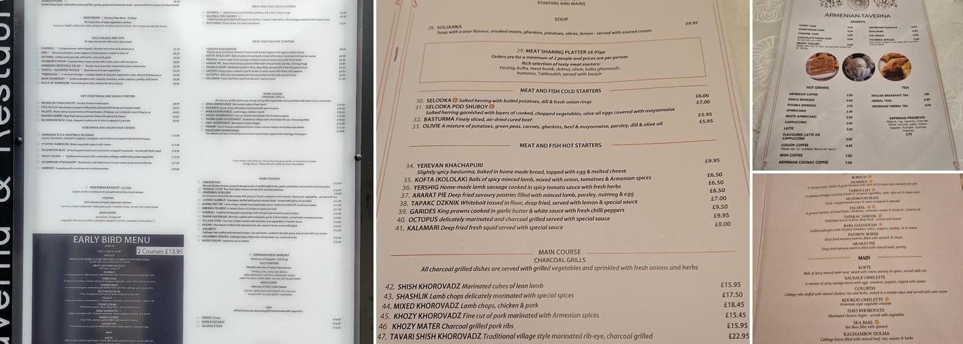 Armenian Taverna & Restaurant Menu