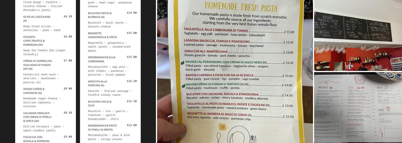 The Pasta Factory Menu