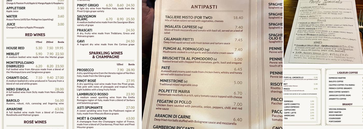 Vincenzo Trattoria Menu