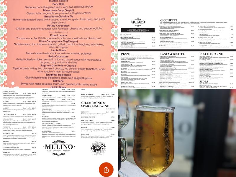 Mulino Menu
