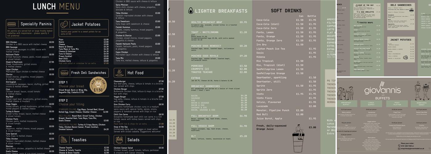Giovannis New York St Cafe Menu