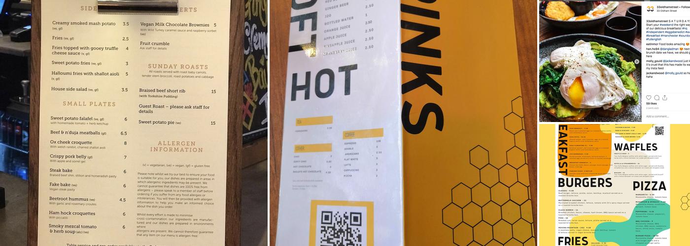 33 Oldham Street Menu