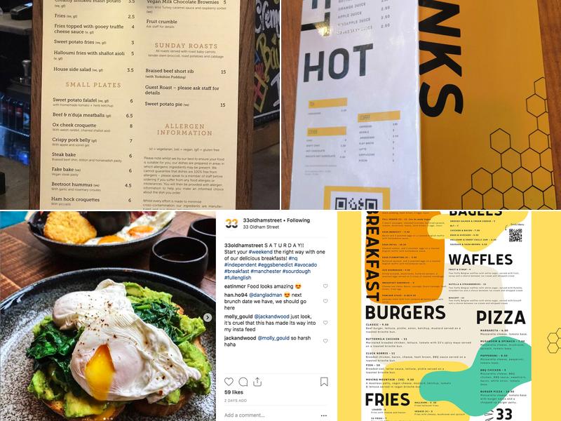 33 Oldham Street Menu