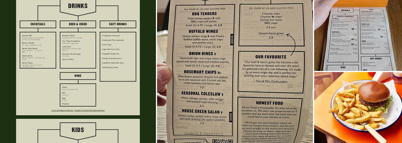 Honest Burgers Manchester Menu