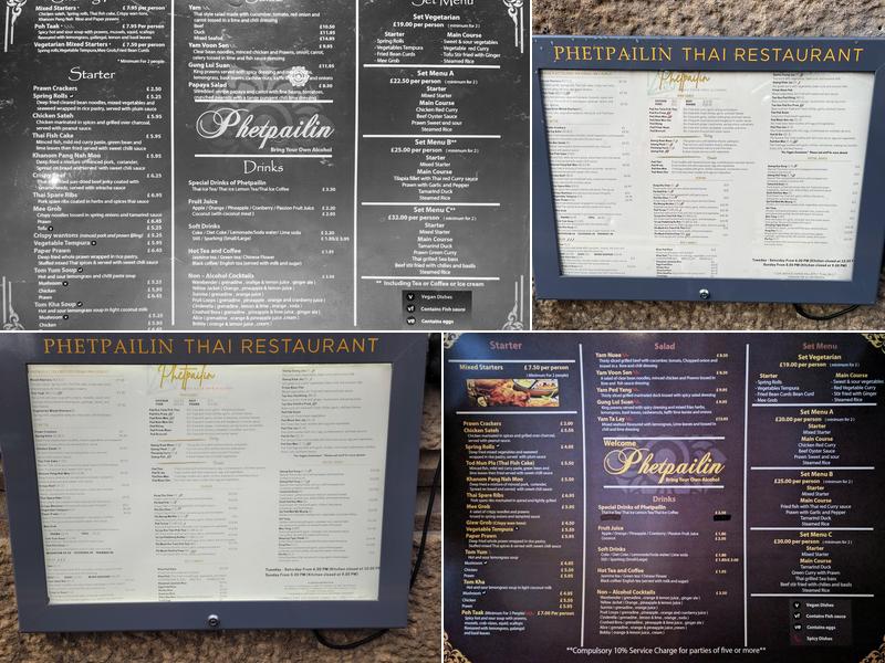 Phetpailin Thai Restaurant Menu