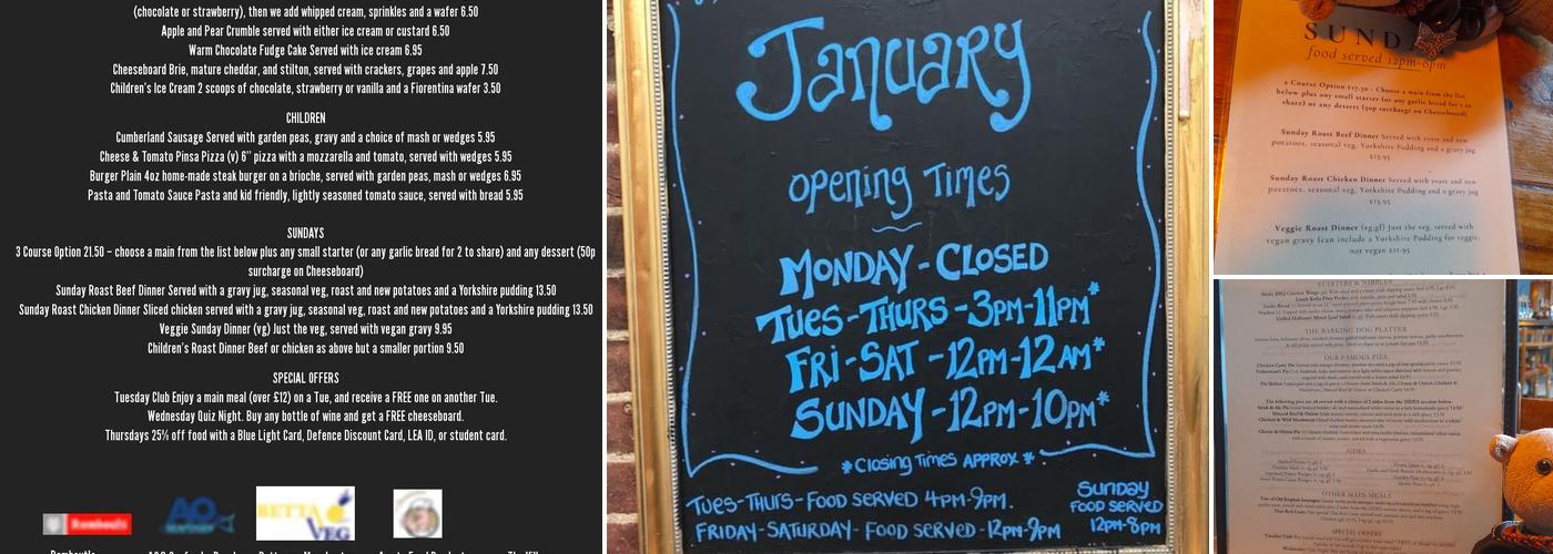 The Barking Dog Menu