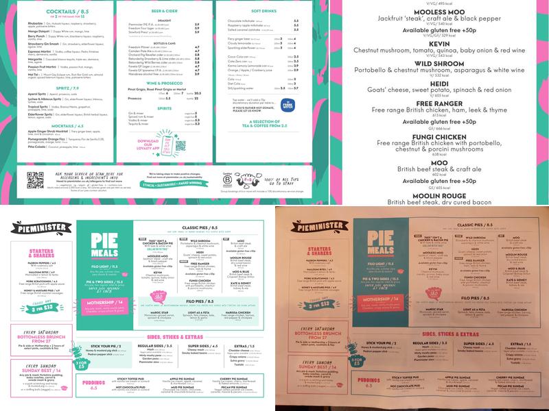 Pieminister Manchester Menu