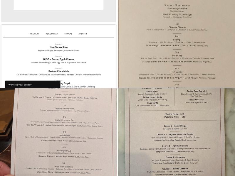 Six by Nico Manchester Menu