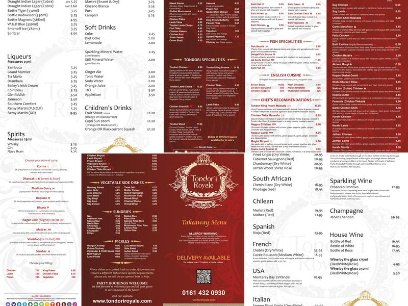 Tondori Royale Menu