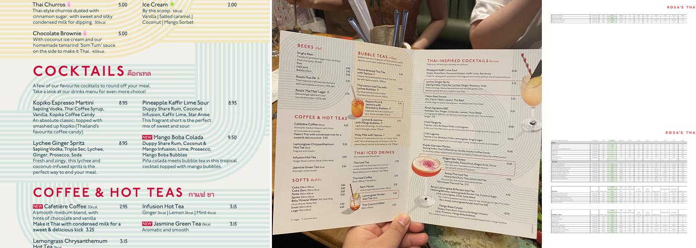 Rosa's Thai Manchester Menu