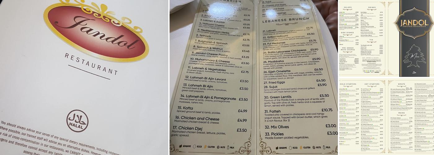 Jandol Lebanese Restaurant Menu