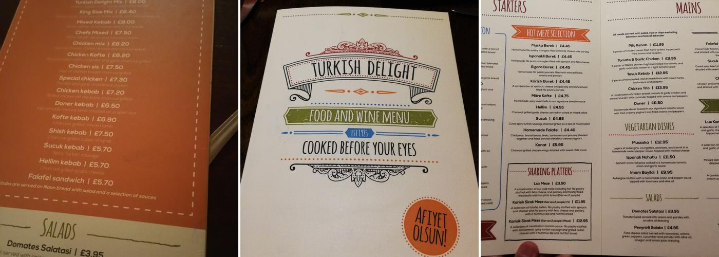 Turkish Delight Menu