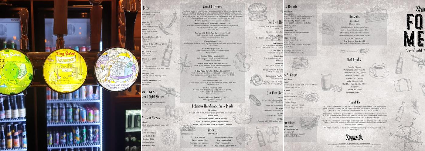 The Head of Steam Didsbury Menu