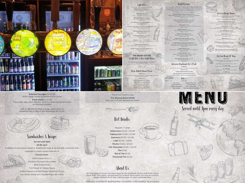 The Head of Steam Didsbury Menu