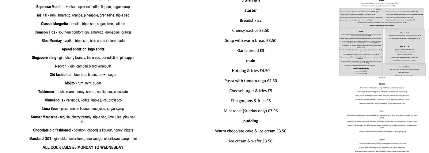 Chez Nous Bistro Menu