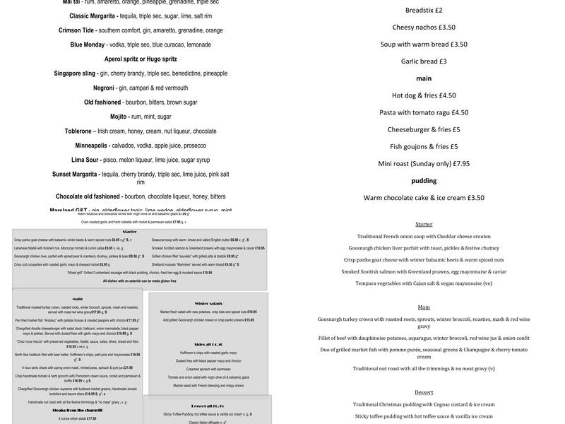 Chez Nous Bistro Menu