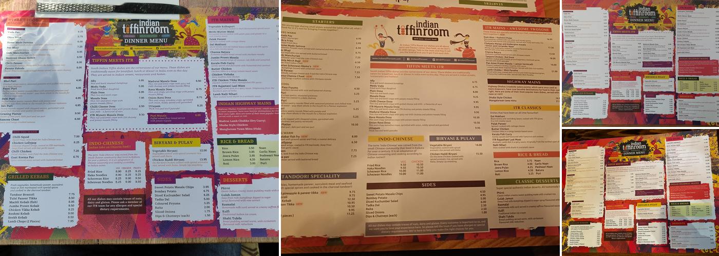 Indian Tiffin Room Manchester Menu
