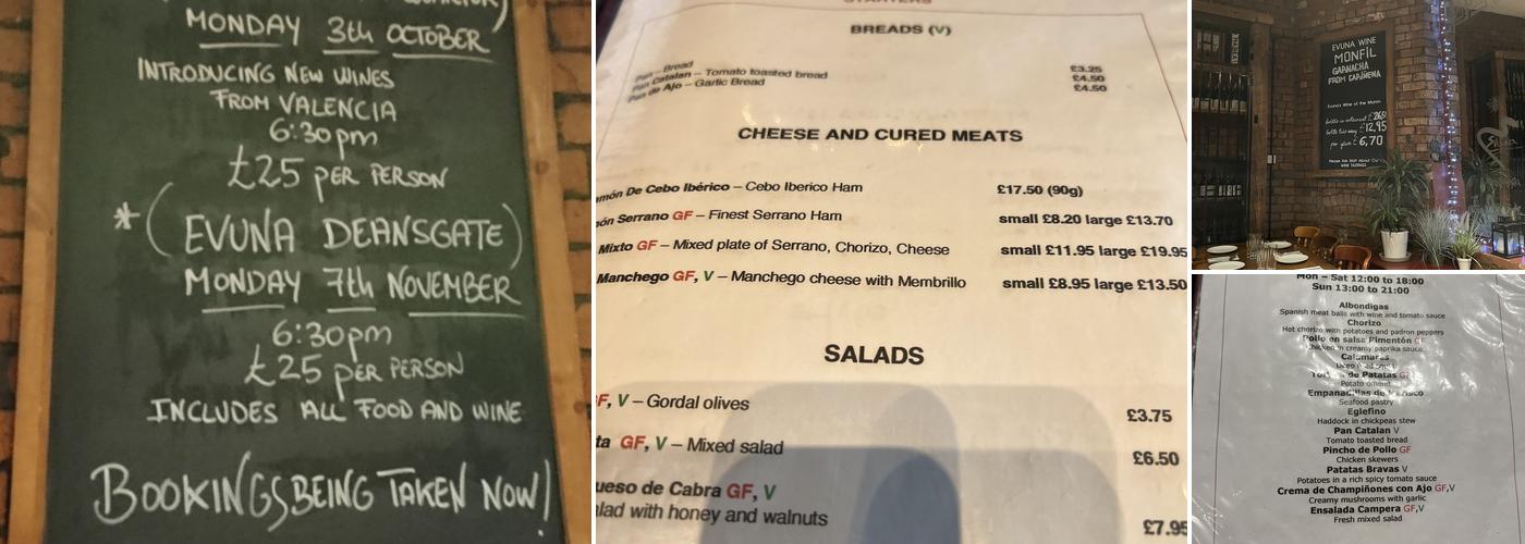 Evuna Deansgate Menu