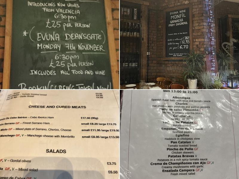 Evuna Deansgate Menu