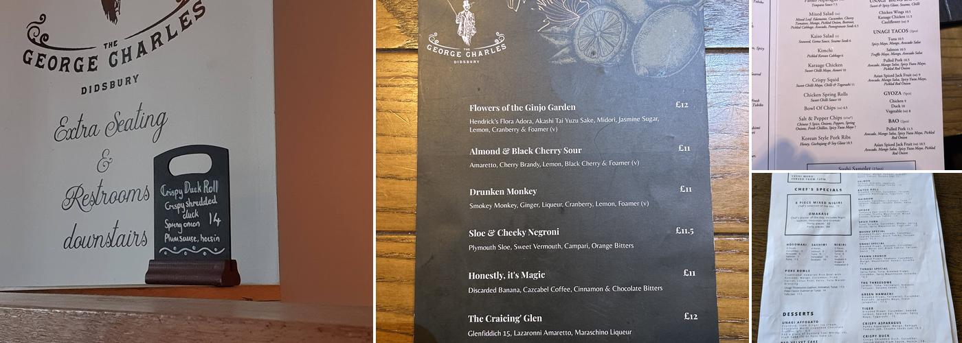 The George Charles & Unagi Didsbury Menu