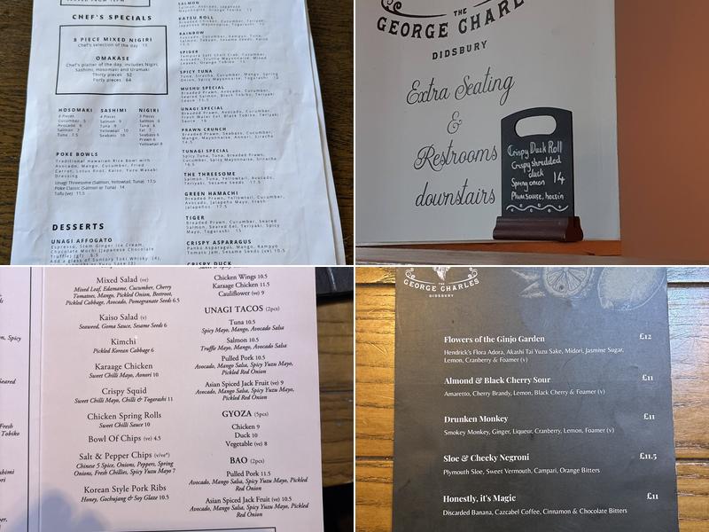 The George Charles & Unagi Didsbury Menu