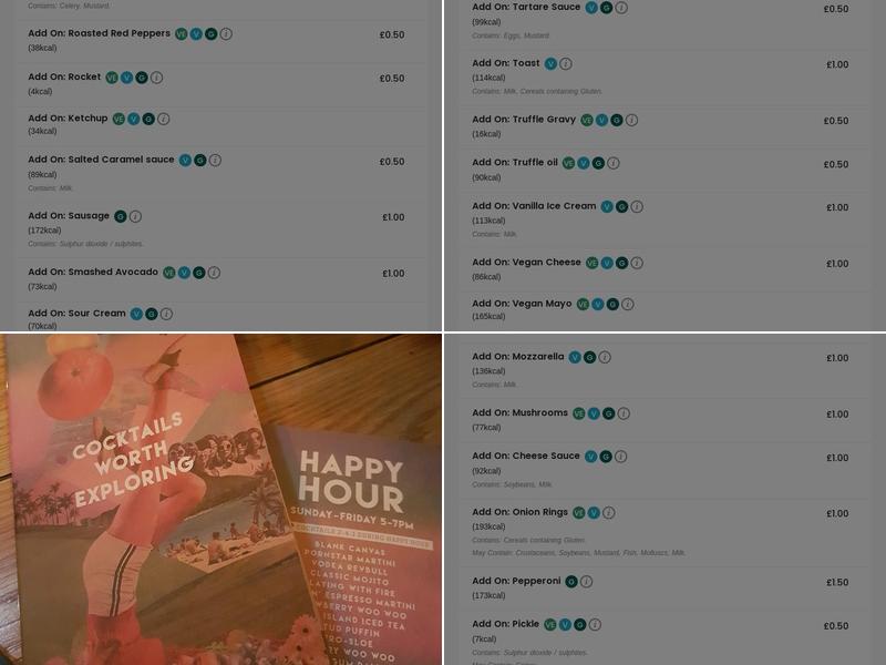 Revolution Manchester - Parsonage Gardens Menu