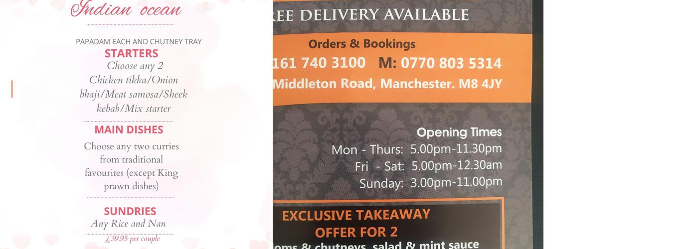 Indian Ocean Menu