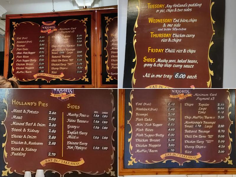 Wright's Fish & Chips Menu