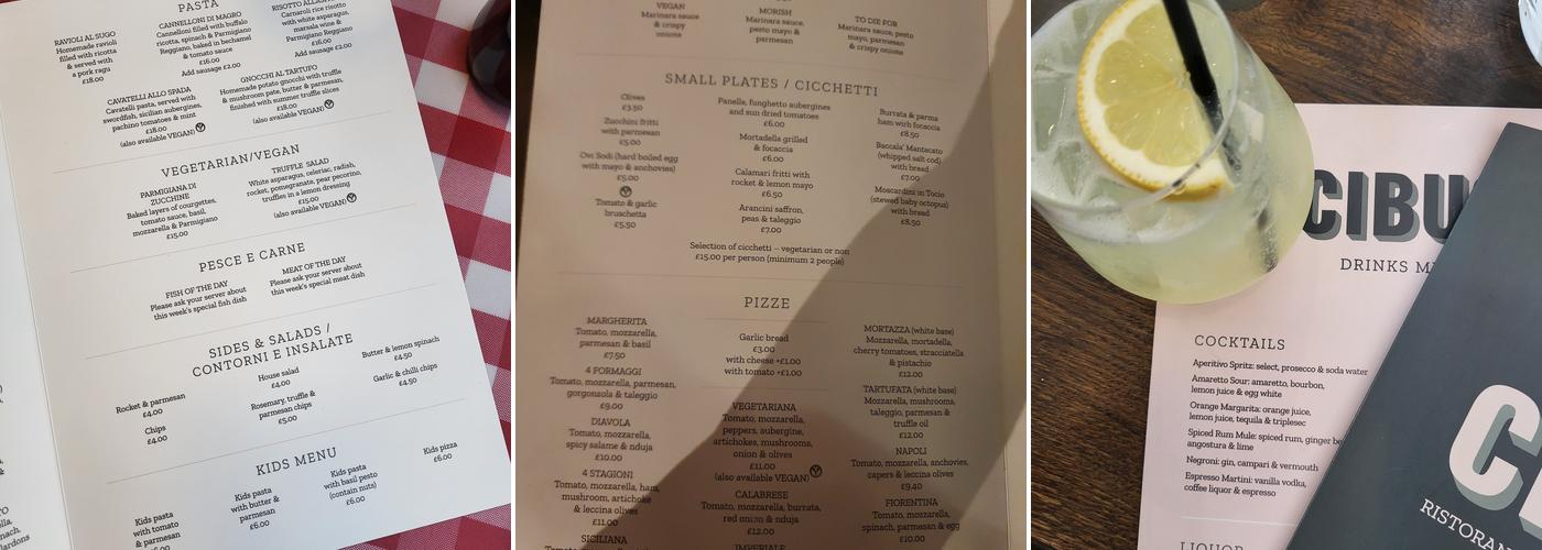 Cibus Pizza Menu