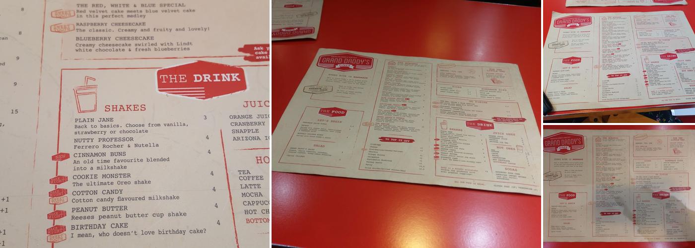Grand Daddy's Diner Menu