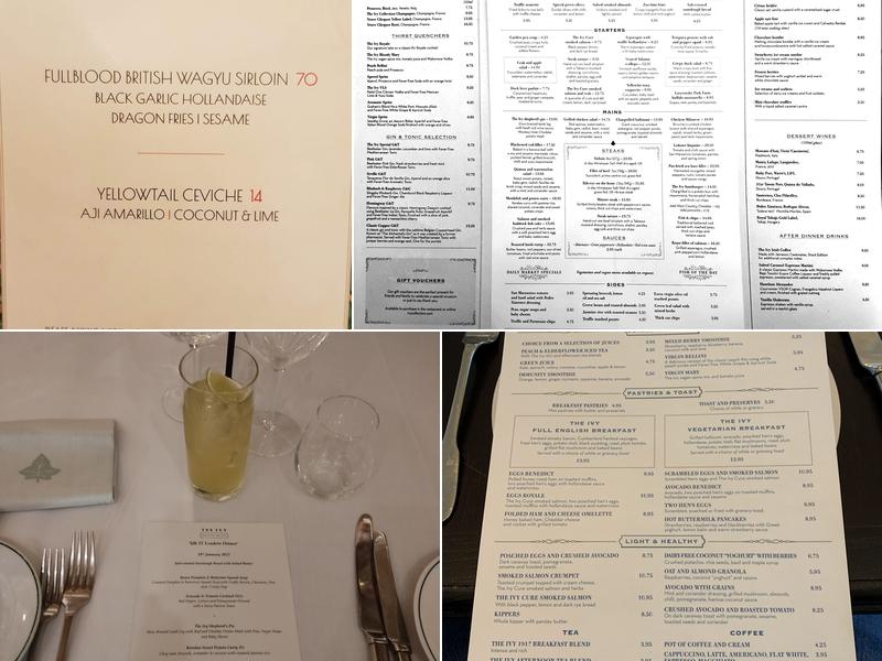 The Ivy Spinningfields Manchester Menu