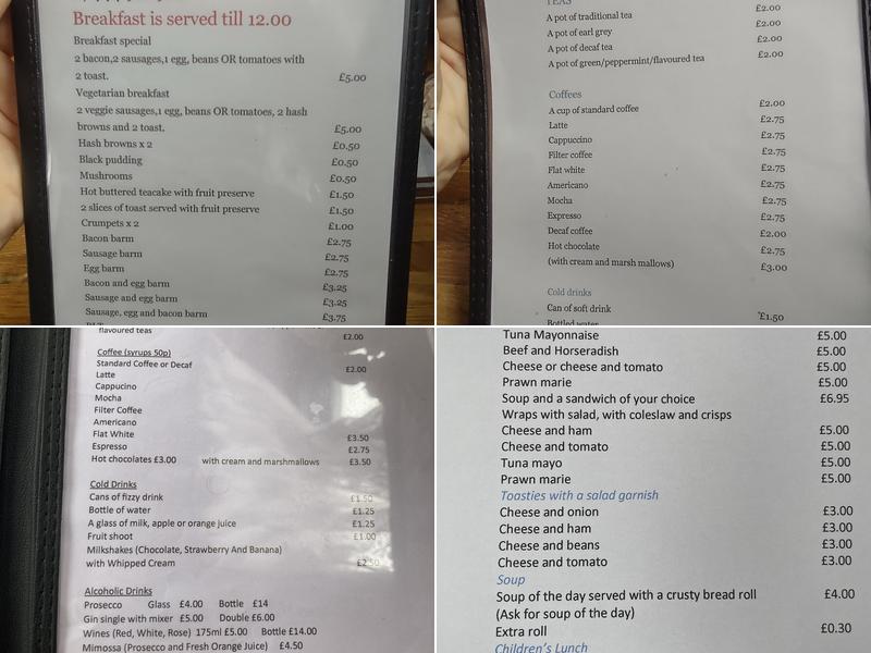 Safari narrow boat tearoom Menu