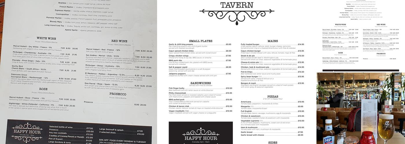 High Street Tavern Menu