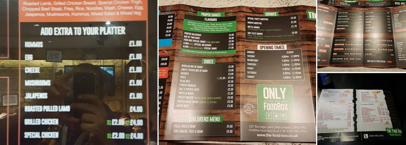 The Food Box Menu