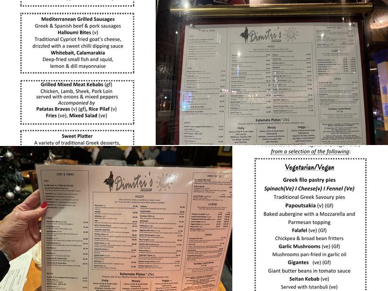 Dimitri's - Tapas Meze Bar & Restaurant Menu