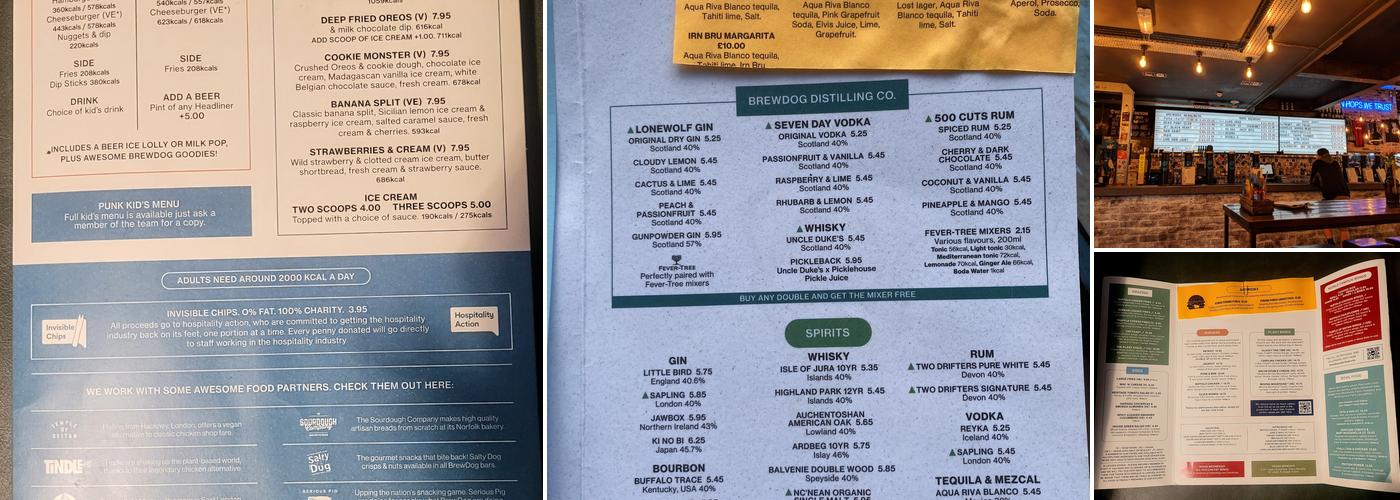 BrewDog Manchester Menu