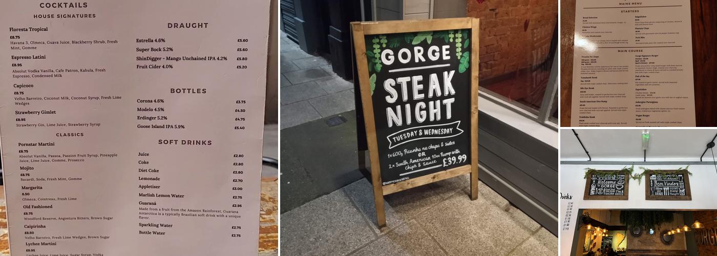 Gorge Restaurant & Bar Menu