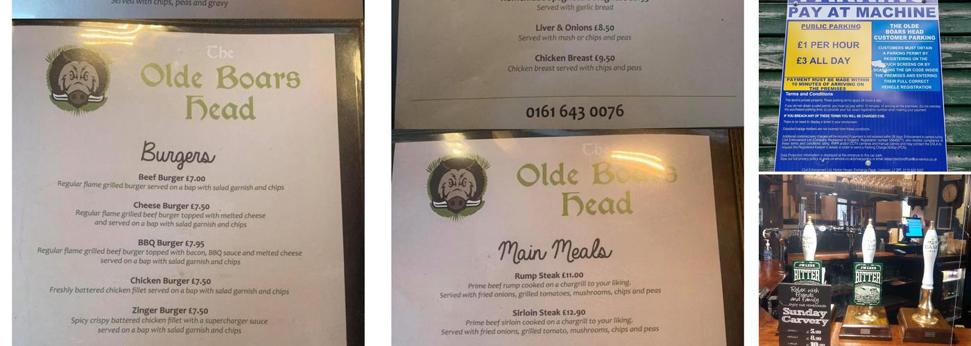 The Olde Boars Head Menu