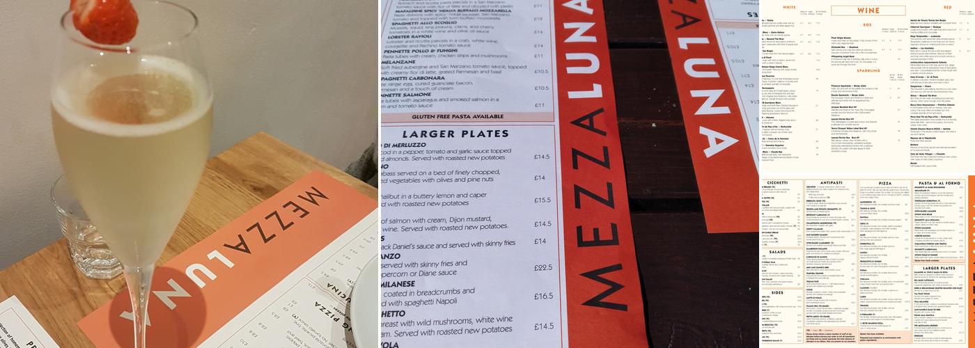MEZZALUNA Menu