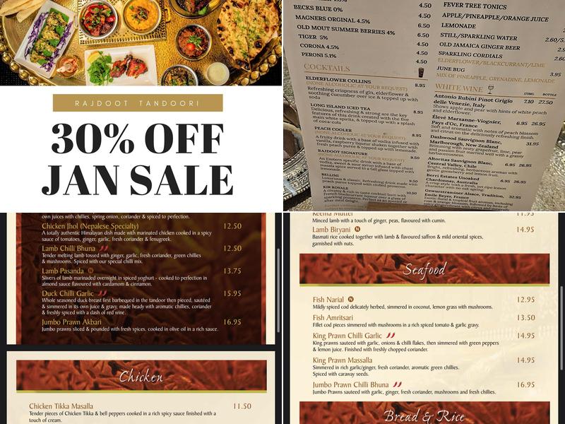 Rajdoot Tandoori Menu