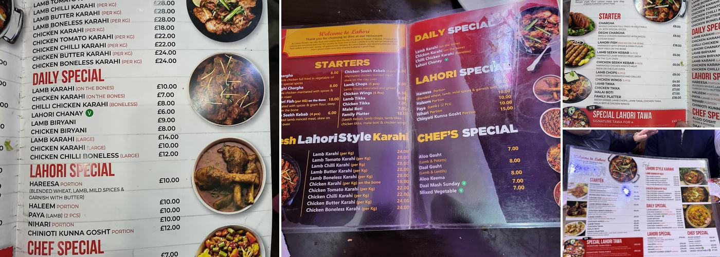 Lahori Karahi Manchester Menu