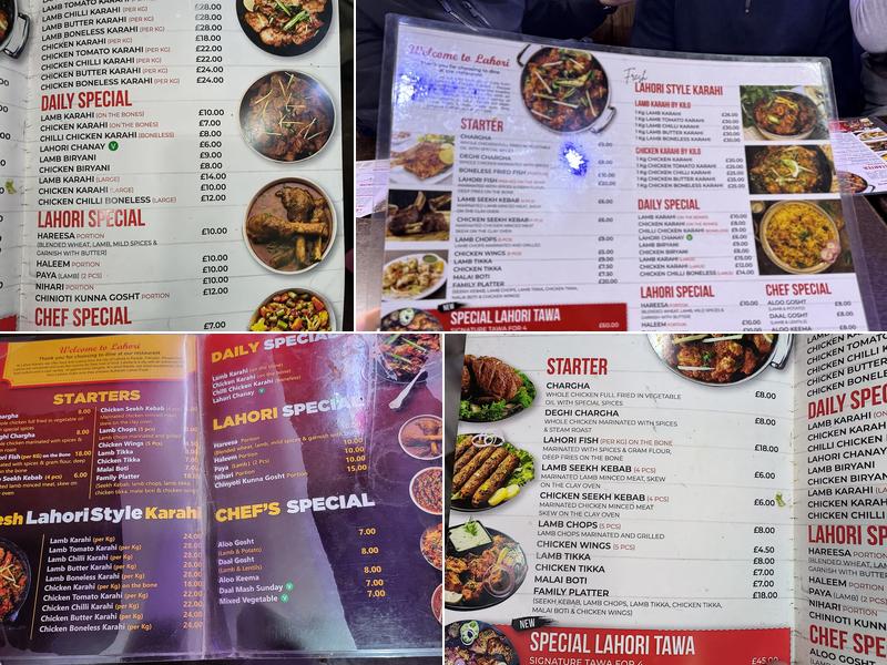 Lahori Karahi Manchester Menu