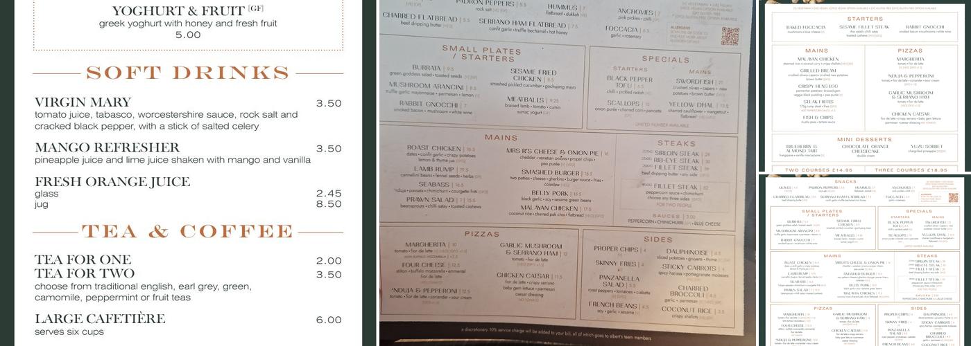 Albert’s Didsbury Restaurant & Bar Menu