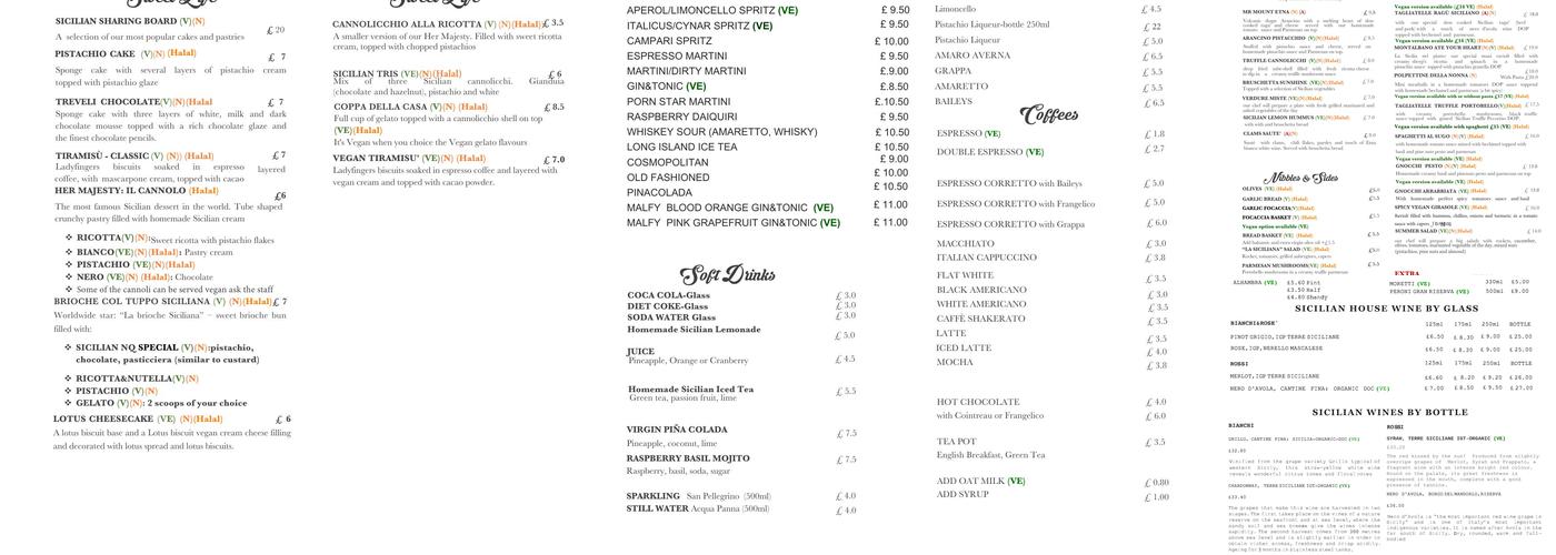 Sicilian NQ - Bistro and Bar Menu