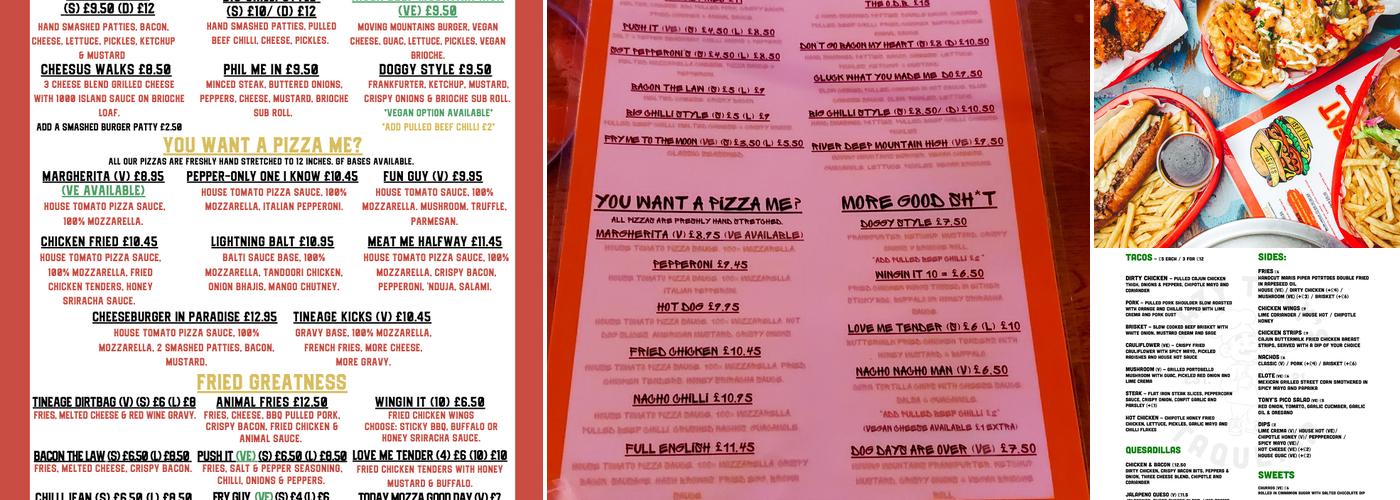 7Sins, Northern Quarter Menu