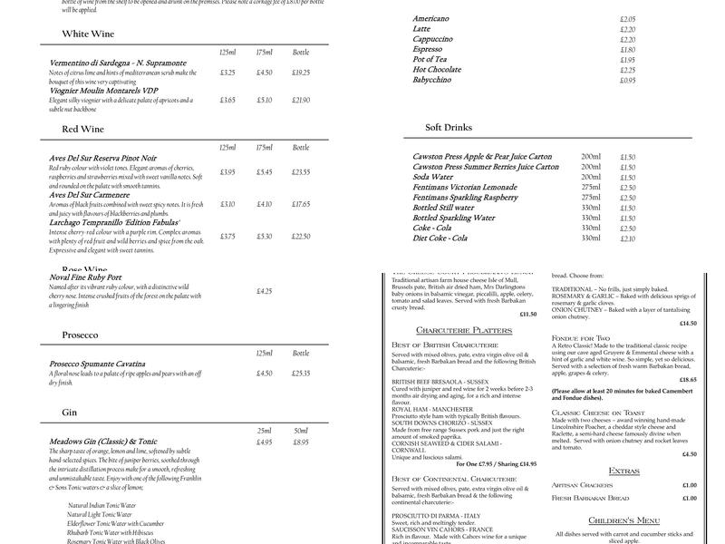 The Cheese Court Menu