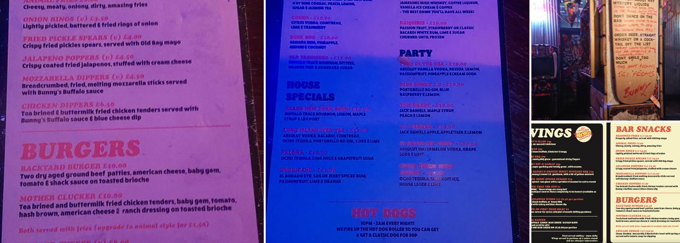Bunny Jacksons Menu