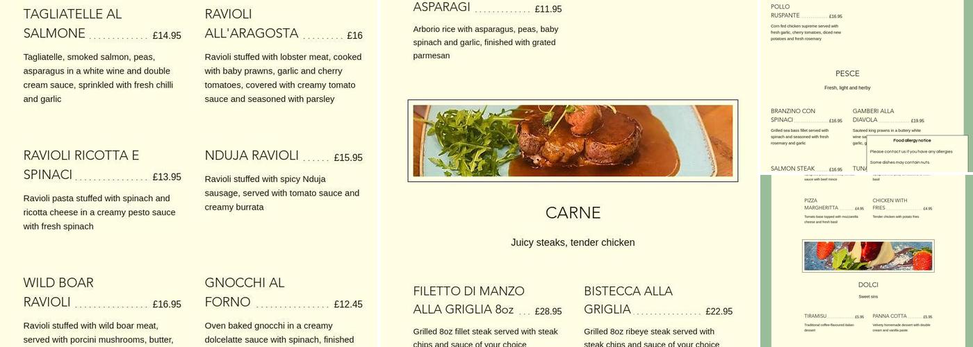 Bella vita trattoria Menu