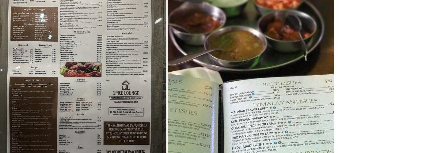 Spice Lounge MCR Menu